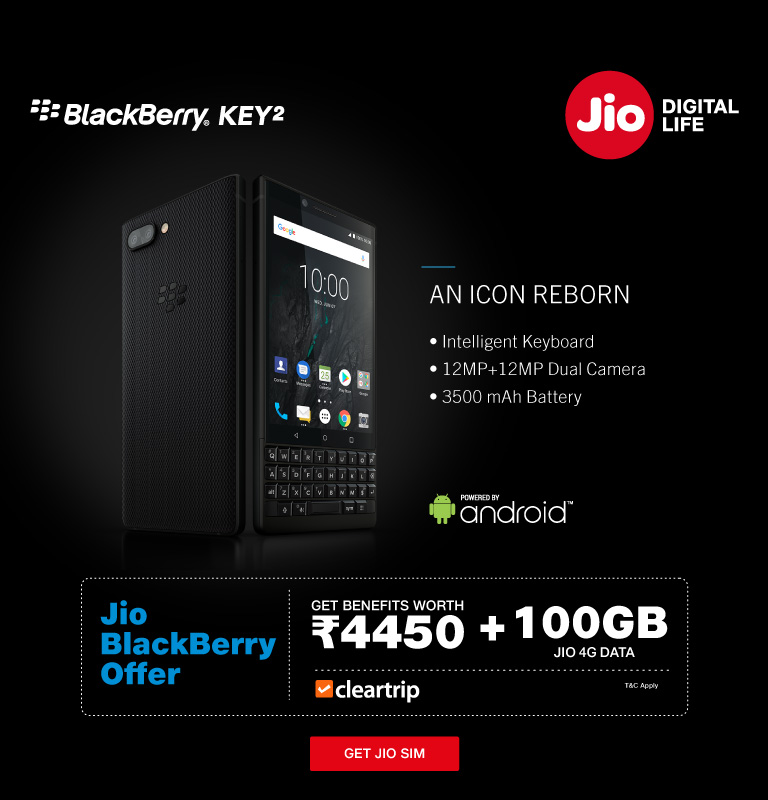 Jio BlackBerry KEY2 Offer