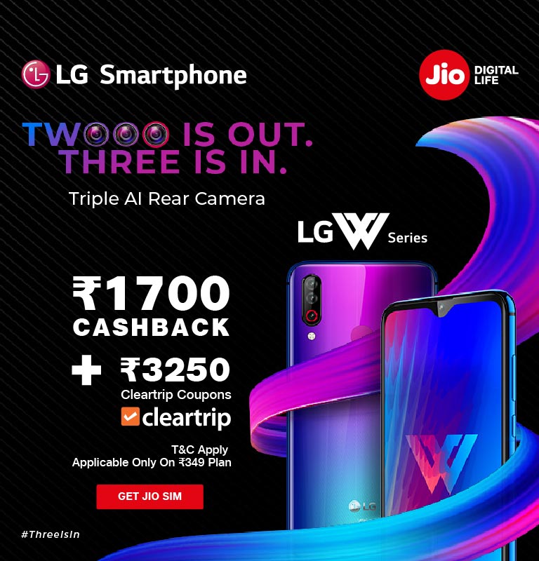 JIO LG W10 & W30 Offer