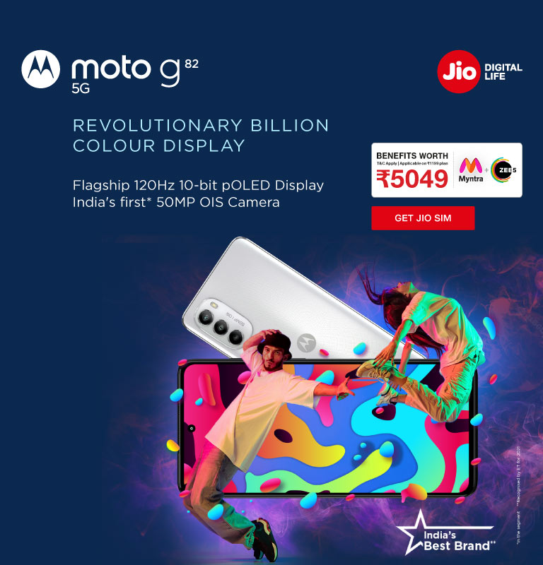 Get ₹4,000 Cashback and Coupons with Jio Motorola G82 Offer 2022