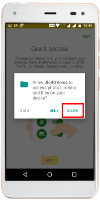 Permissions required by the JioCall app